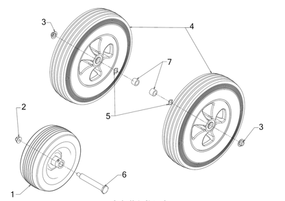 Wheels Diagram and Parts List for JS1150 (24A67M4710)(2018) Cub Cadet Leaf Blower / Vacuum